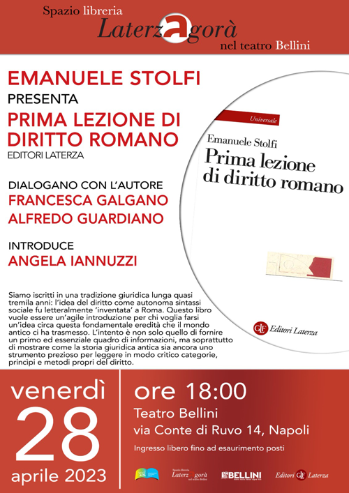 Prima lezione di Diritto romano il libro di Emanuele Stolfi a LaterzAgorà 1