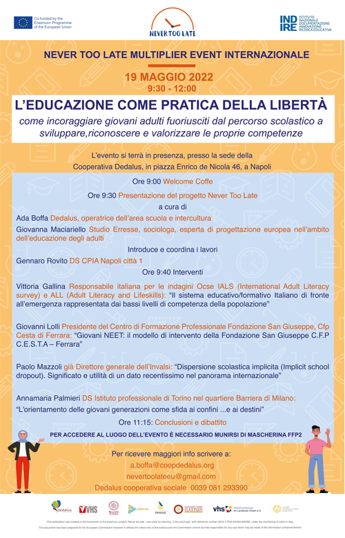 Convegno sulla dispersione scolastica Never Too Late 1